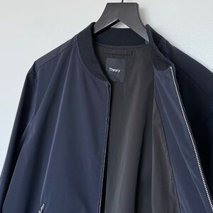 Theory Tailored Bomber Jacket in Foundation Twill - Baltic, SIZE L
